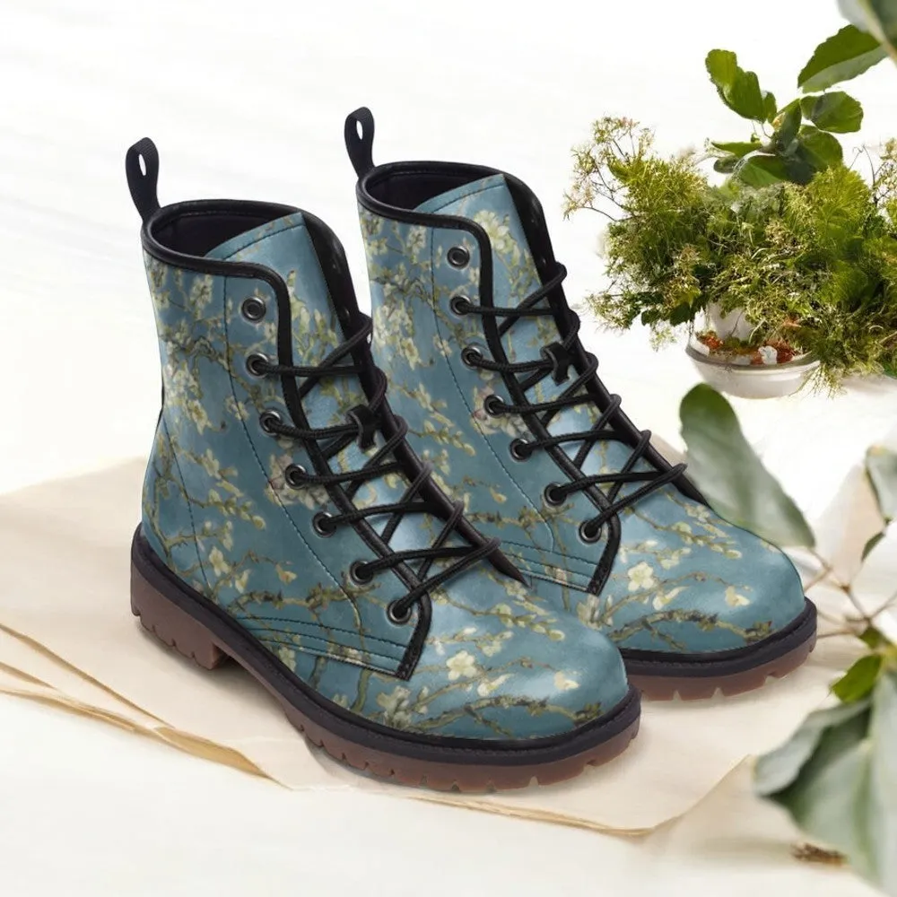 Wild flower Vegan Leather boots (Van Gogh/blue)