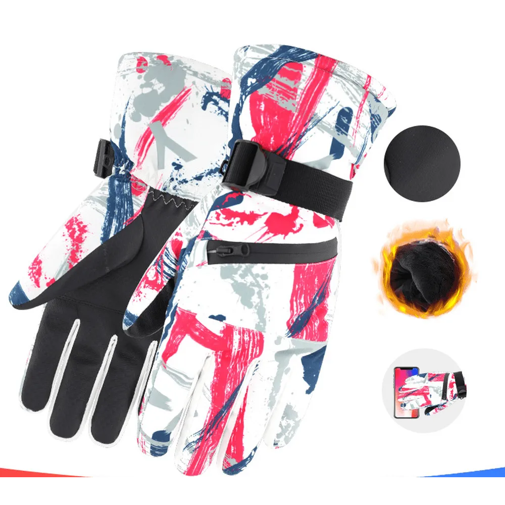 Winter Ski Mittens for Men with Touchscreen Compatibility, Thickened Padding, Waterproof and Coldproof, Buckle Closure, and Polyester Fabric for Cycling, Riding, and Various Activities