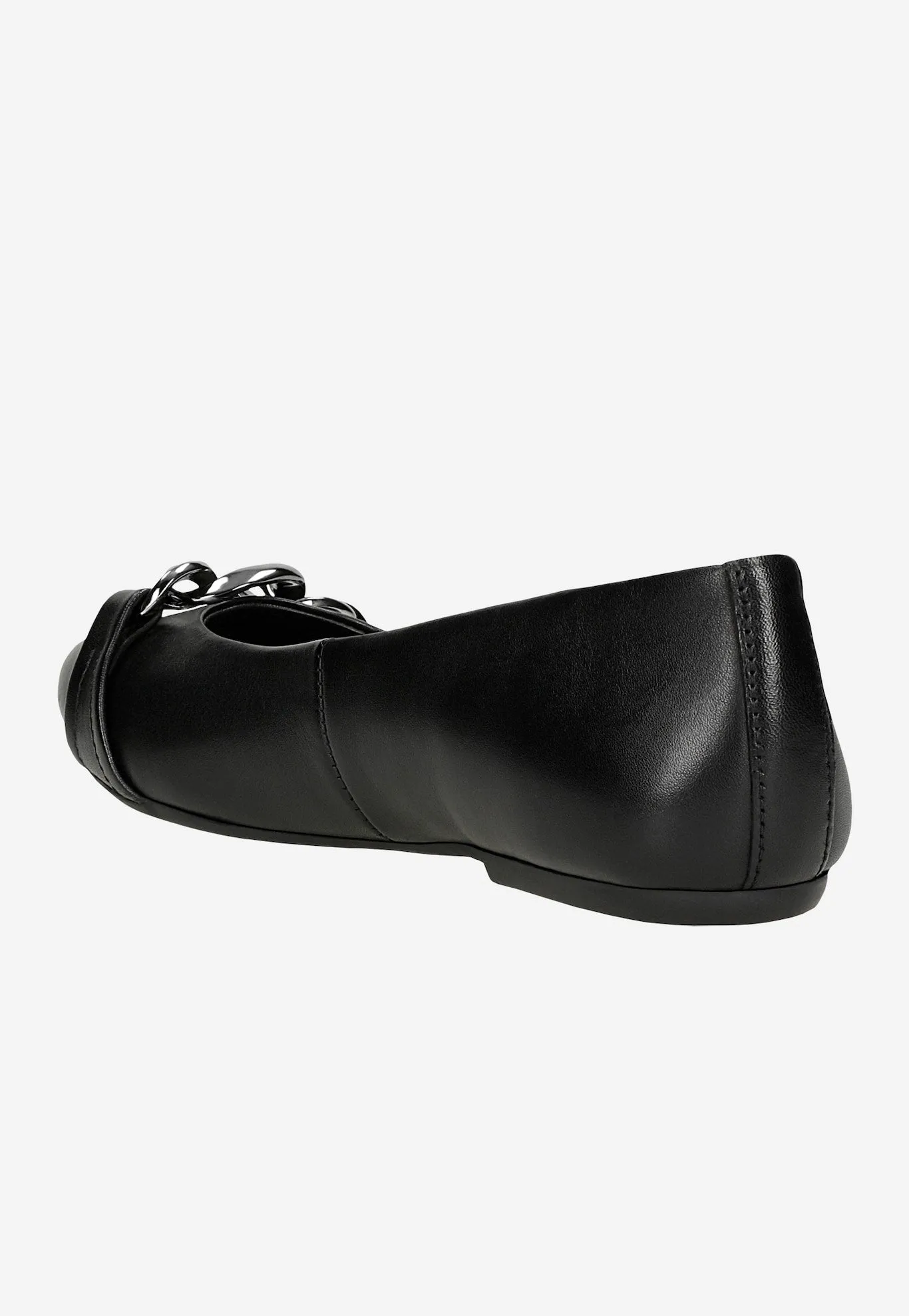 Wojas Black Leather Ballet Flats with Decorative Chain | 4402551