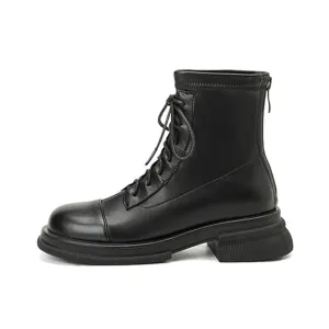 Women's lace up martin boots low heel bootie