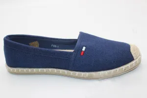 Women's Navy Blue Espadrilles Slip-On Flats | F98-1