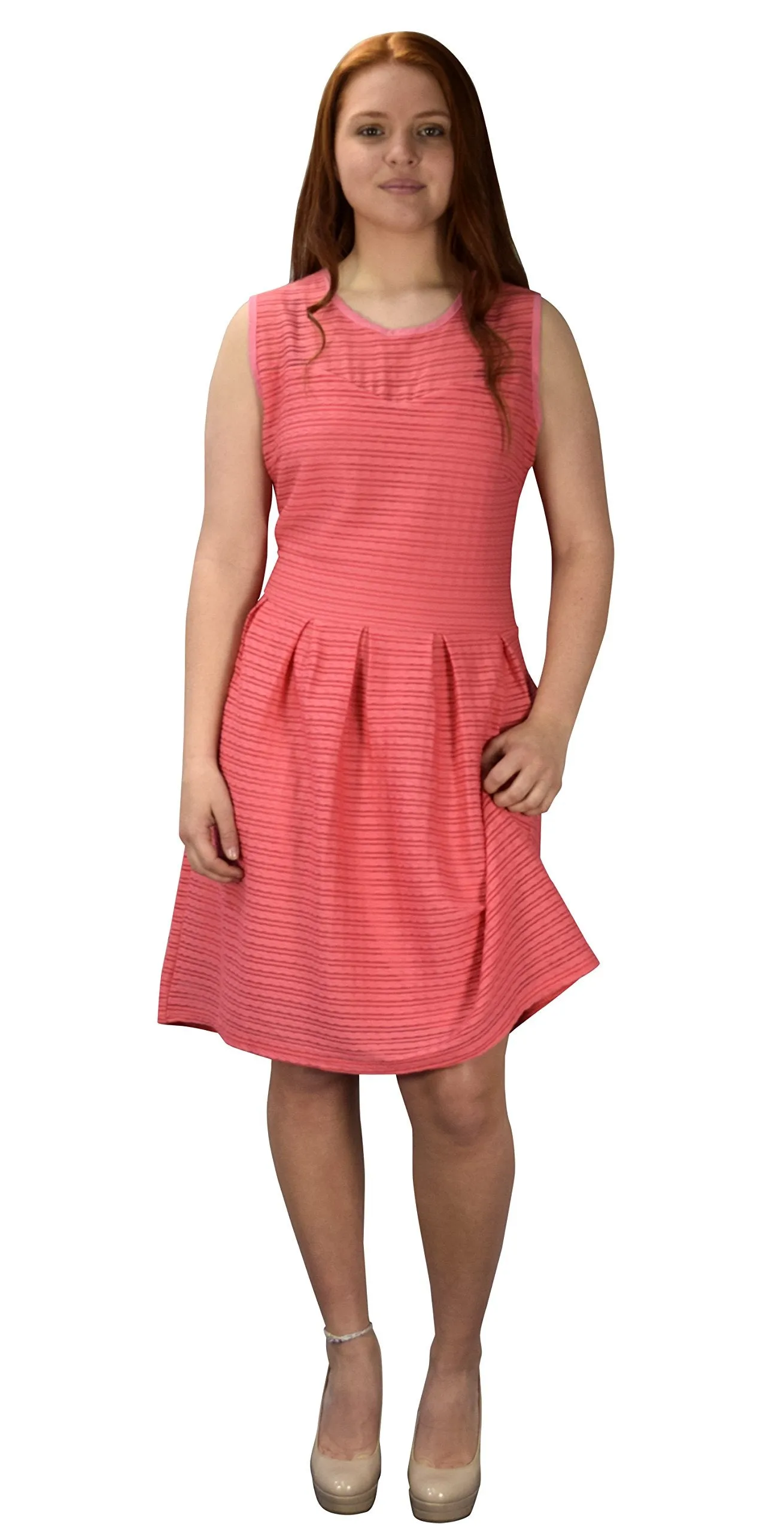 Womens Solid Color Chic Sleeveless Ribbed Skater Dress