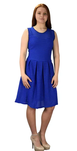 Womens Solid Color Chic Sleeveless Ribbed Skater Dress