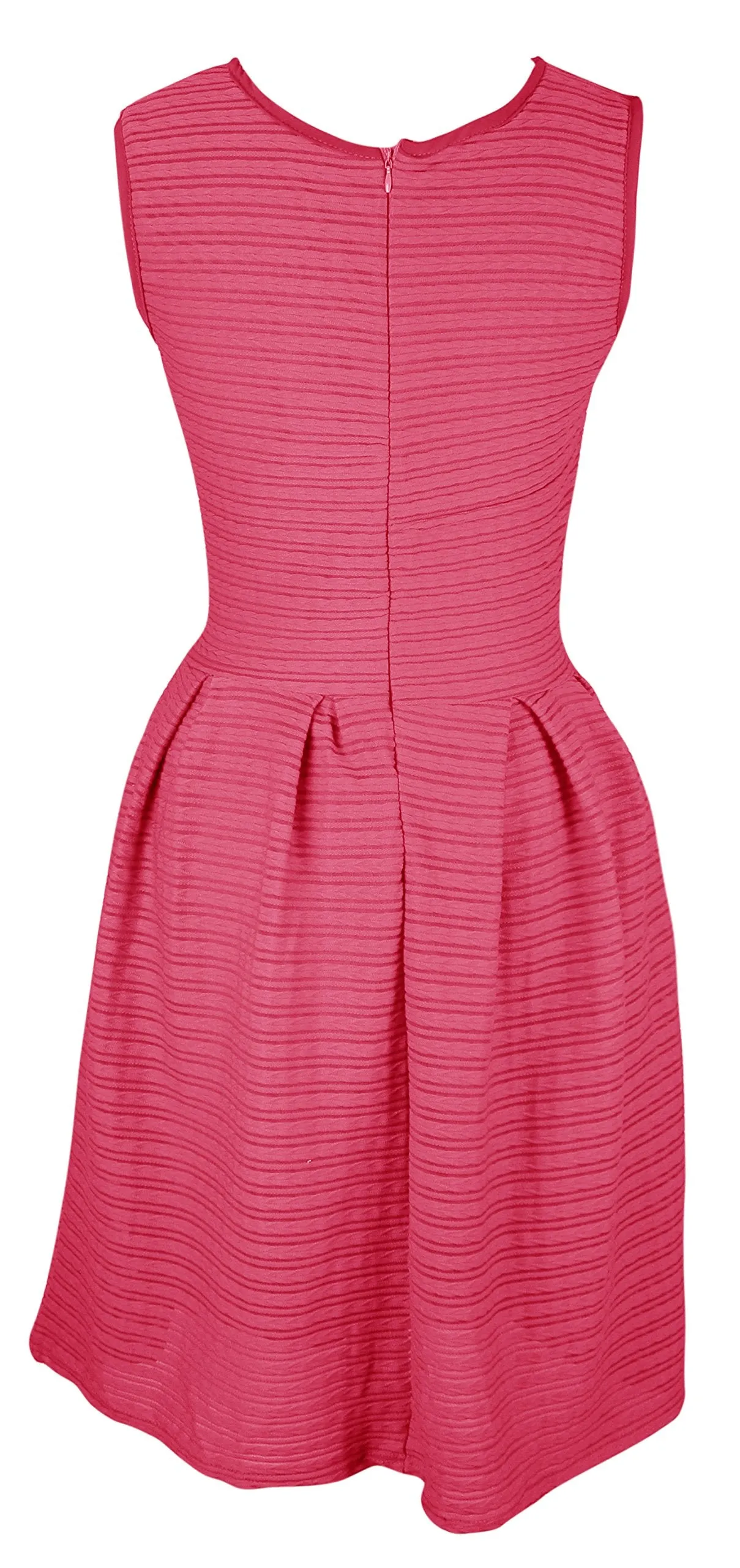 Womens Solid Color Chic Sleeveless Ribbed Skater Dress